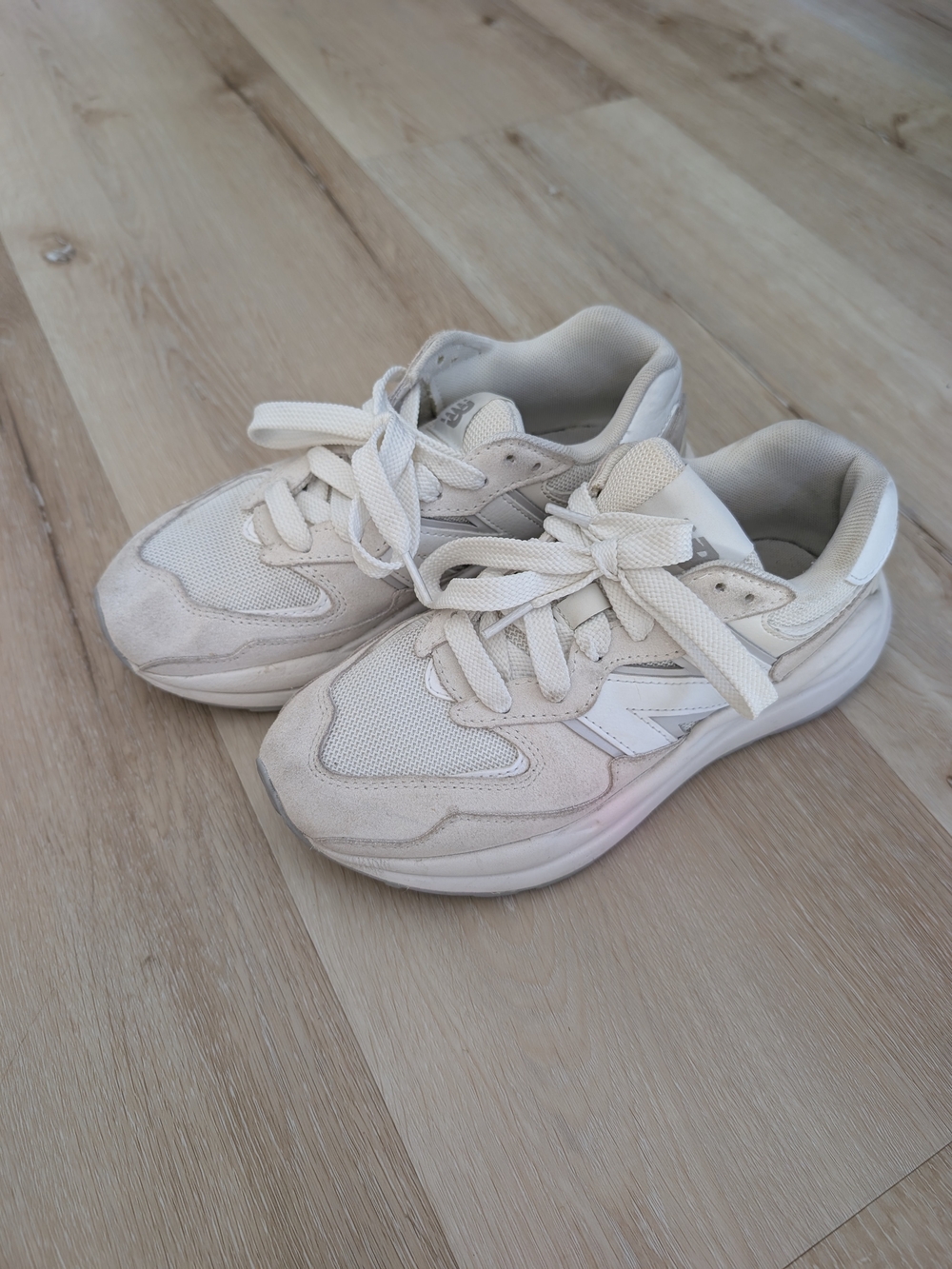 New Balance 57/40 Sea Salt Oat White Suede Chunky Sneakers